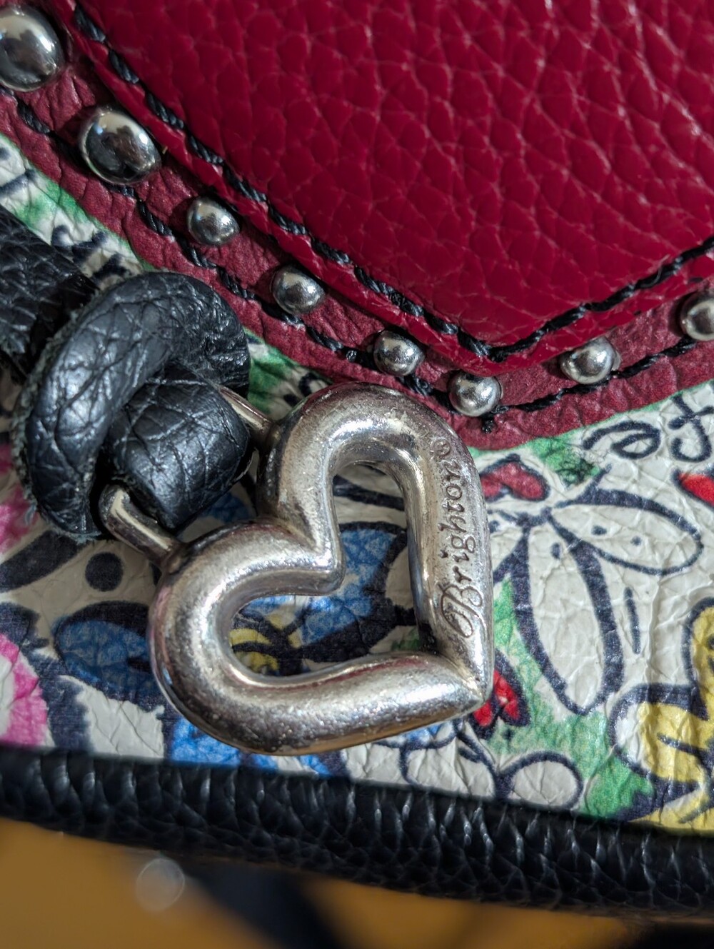 BRIGHTON Love Scribble Garden mini utility bag leather crossbody, 7 X 5 - Picture 3 of 12